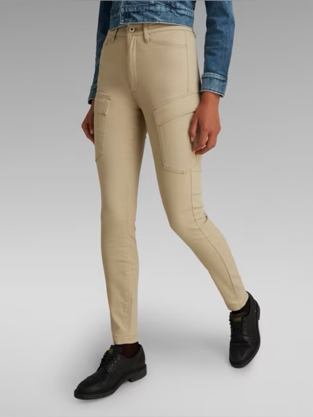 G-Star Beige Skinny Cargo Jumpsuit Pants